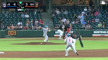 Theo Gillen singles on a line drive to left fielder Raider Tello. Tom Poole scores. Theo Gillen to 2nd.