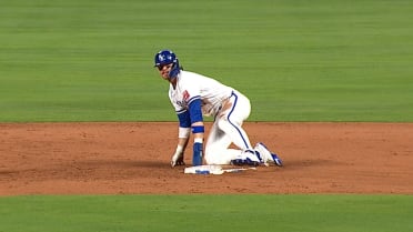 Bobby Witt Jr. steals second base
