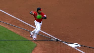 Ramírez's on-the-run throw, Manzardo's scoop