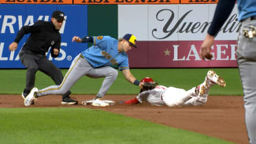 Bryson Stott ruled safe at second after challenge