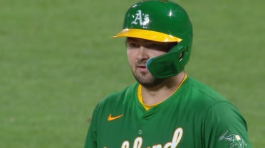 Shea Langeliers hits the ball twice with one swing