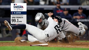 Nate Eaton nabs Ben Rice at home with 99.1 mph throw