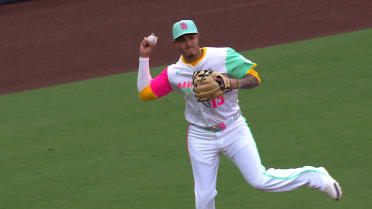 Manny Machado makes the strong throw from third