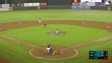 Paulino Santana singles on a line drive to right fielder Stiven Martinez. Pablo Guerrero scores. Jay McQueen scores.