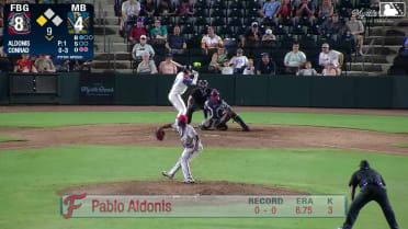 Ethan Conrad homers (1) on a fly ball to center field. Edward Vargas scores.