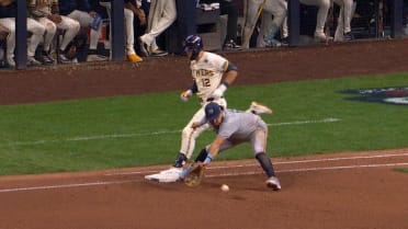 Cooper Pratt is safe at first base after review