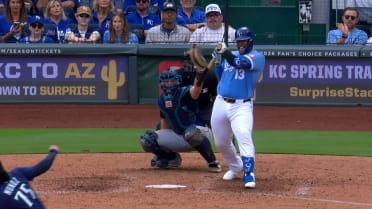 Salvador Perez is hit by a pitch after review 
