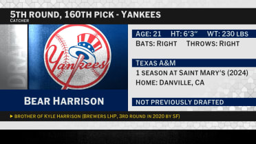 Draft 2026: Yankees select C Bear Harrison Jr. No. 160