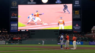Willy Adames out at first after Giants' challenge