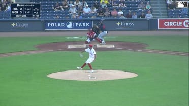 John Peck homers (1) on a fly ball to right center field.