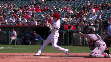 Mickey Moniak hit by a pitch after review 