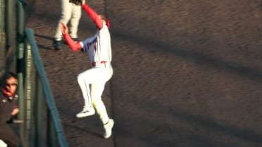 Cayden Wallace makes a leaping grab
