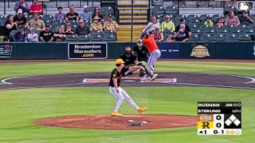 Randy Guzman homers (9) on a fly ball to left field.