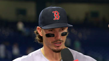 Jarren Duran reacts to his go-ahead grand slam