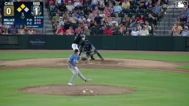 Ethan Conrad doubles (2) on a sharp line drive to right fielder Slater de Brun. Corey Nunez scores. Jan Luis Reyes scores.
