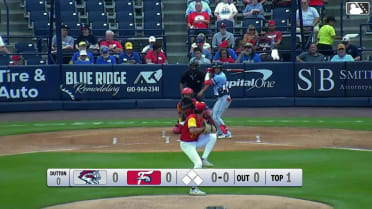 Mitch Voit homers (1) on a line drive to left center field.
