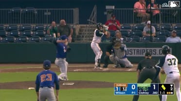 Patrick Clohisy singles on a line drive to left fielder Homer Bush Jr. José Azócar scores. Luke Williams to 2nd.