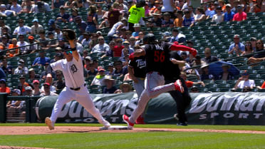 Josh Bell out at first after review