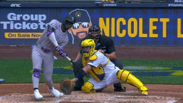 Willi Castro is hit by a pitch after challenge