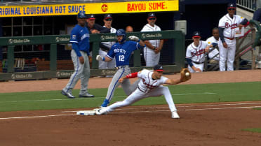 Nick Loftin safe at first after challenge