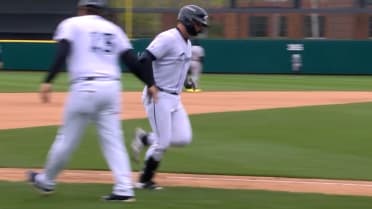 Cooper Ingle homers off the scoreboard