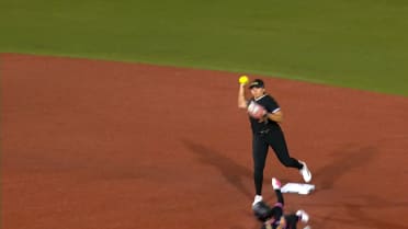 Alyssa Brito turns an inning-ending double play