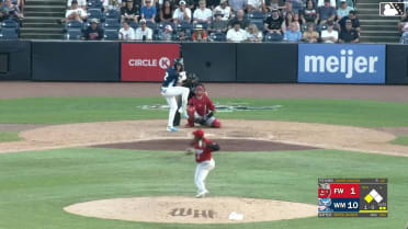 Bryce Rainer doubles (15) on a sharp line drive to center fielder Kasen Wells. Juan Hernandez scores.