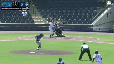 Brady Ebel doubles (6) on a ground ball to center fielder Robert Arias. Handelfry Encarnacion scores.
