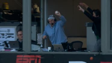 Johnny Doskow catches a foul ball