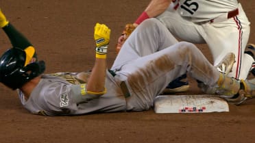 J.J. Bleday safe at second after call is confirmed