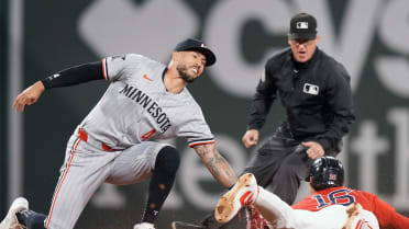 Jarren Duran steals second after review