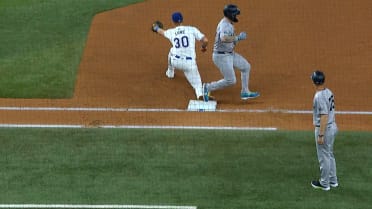 Alex Verdugo beats out double play after review
