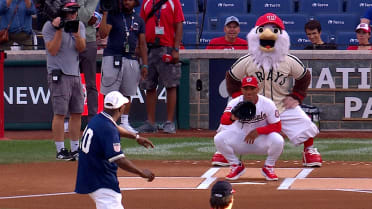 Bob Kendrick tosses the first pitch in D.C.