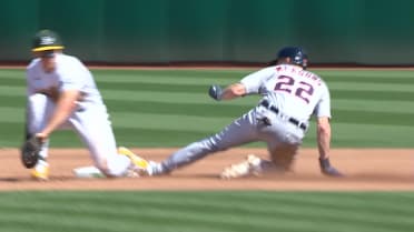 Meadows steals second base