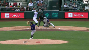 Bryce Eldridge singles on a fly ball to right fielder Sterlin Thompson. Nate Furman scores.