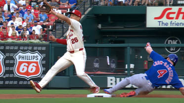 Pete Crow-Armstrong is safe at second after review