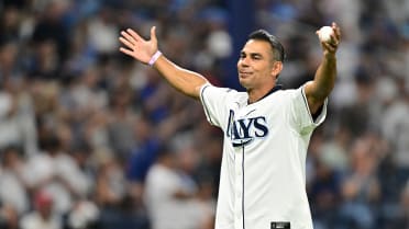 Carlos Pena's ceremonial first pitch