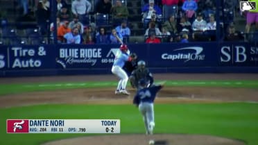 Dante Nori triples (4) on a ground ball to right fielder Garrett Martin. Dylan Campbell scores.