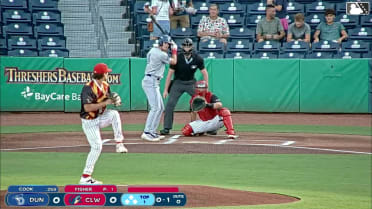 Jake Cook homers (5) on a fly ball to center field.