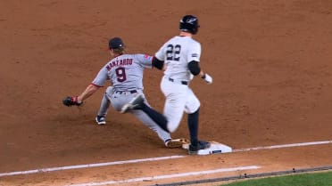 Ben Rice hits a single after review