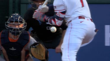 Jo Adell is hit by a pitch