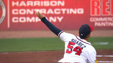 José Suarez's first strikeout of the game