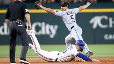 Wyatt Langford safe at second after review