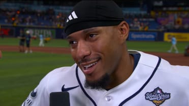 Chandler Simpson reacts to Rays' Game 4 walk-off win