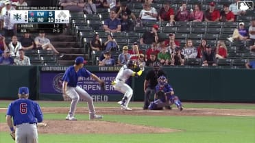 Termarr Johnson homers (1) on a fly ball to right field.
