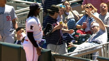 Fan falls in stands to attempt catch