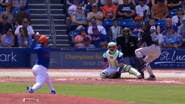 Freddy Peralta's first strikeout of the game