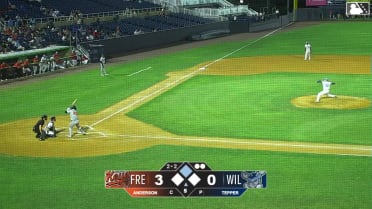 Ethan Anderson doubles (1) on a sharp fly ball to center fielder Jorgelys Mota. Enddy Azocar scores.