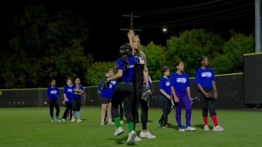 Jennie Finch leads clinic at Rangers Youth Academy