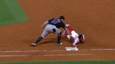 Ryne Nelson picks off Zach Neto after review